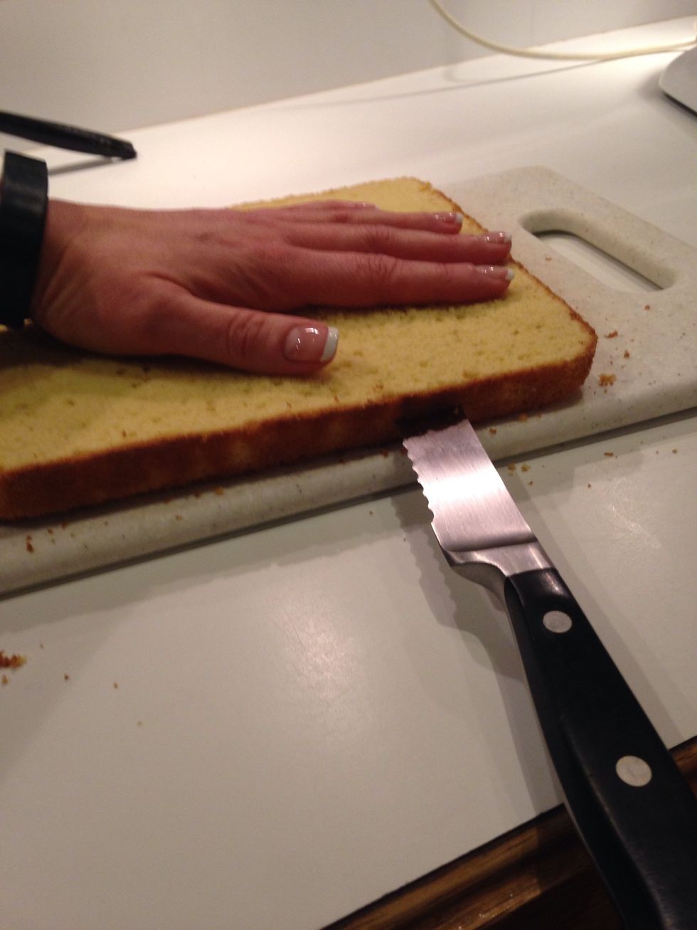 Now cut the other portion in half, so you end up with 3 squares.