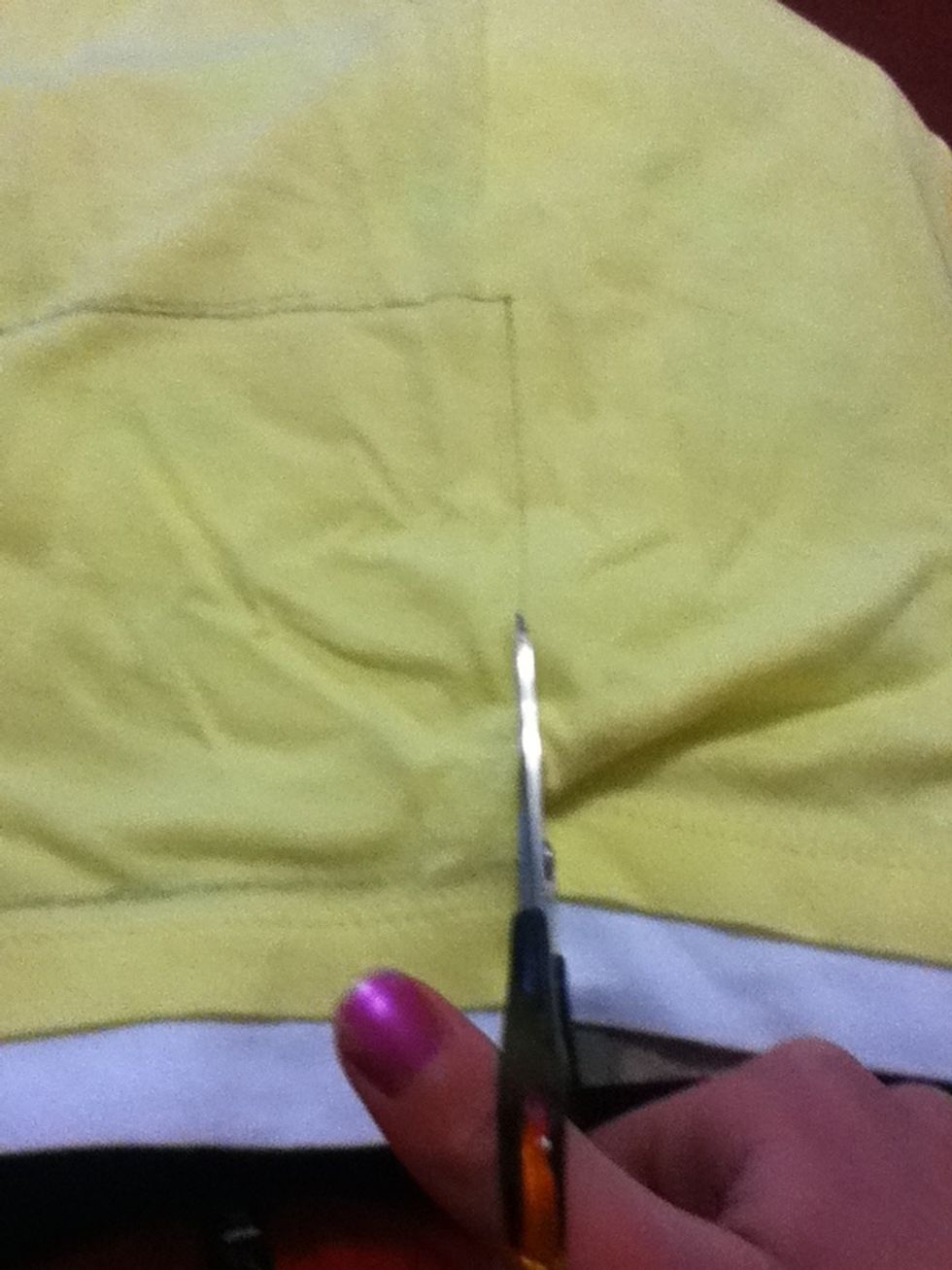 Now cut the shirt on both sides at once.