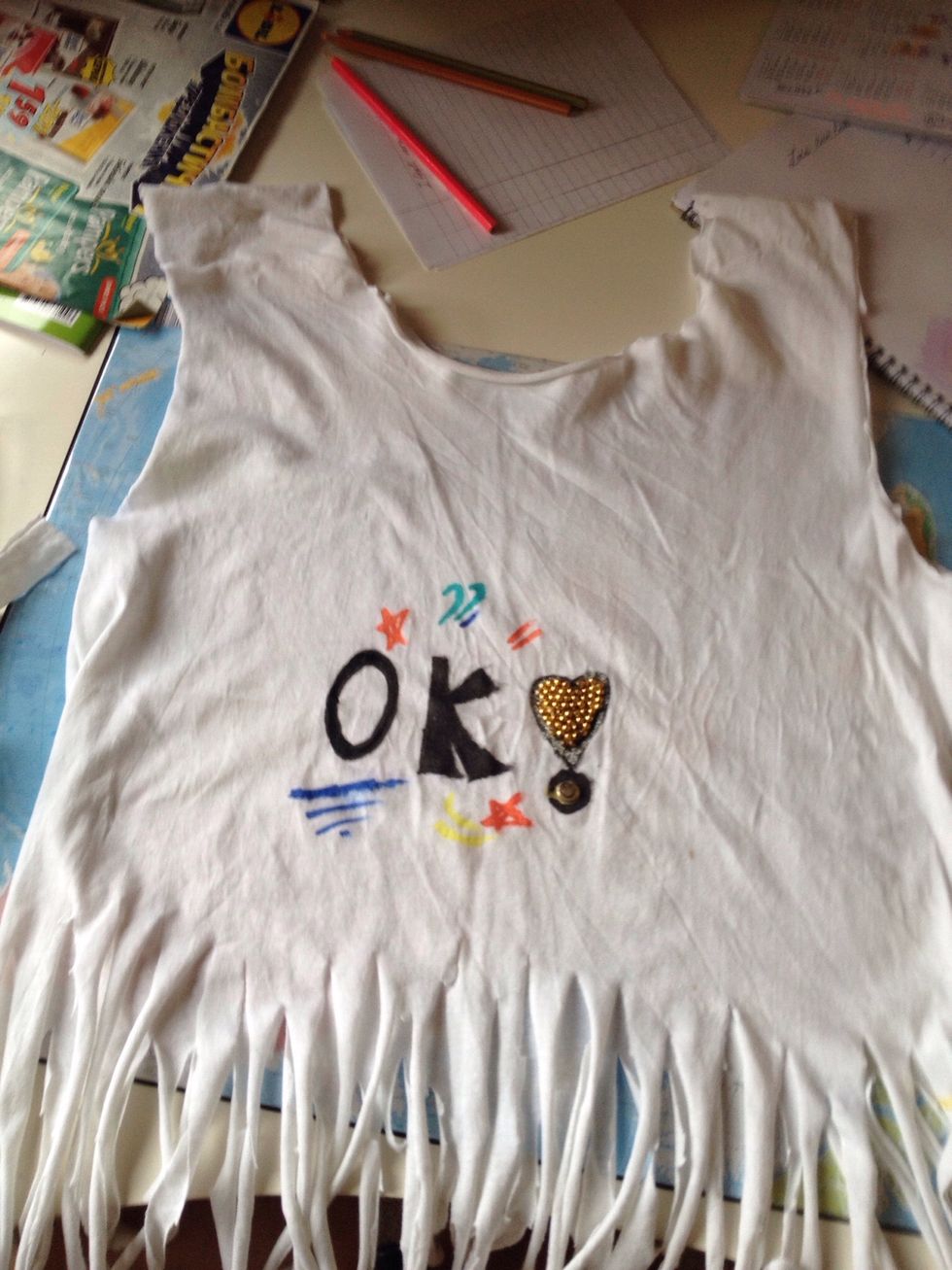 Now, cut the sleeves and everything you don't want to stay on the top.