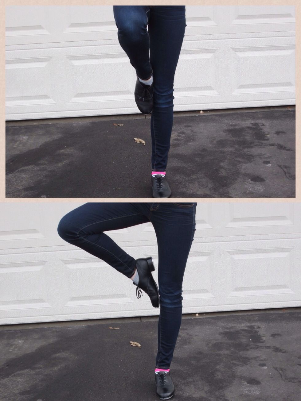 Now decide if you are going to turn in (top) or turn out (bottom) turning out is easier. Make sure the top of your thigh is as flat as a table top and that your toe touches your knee.