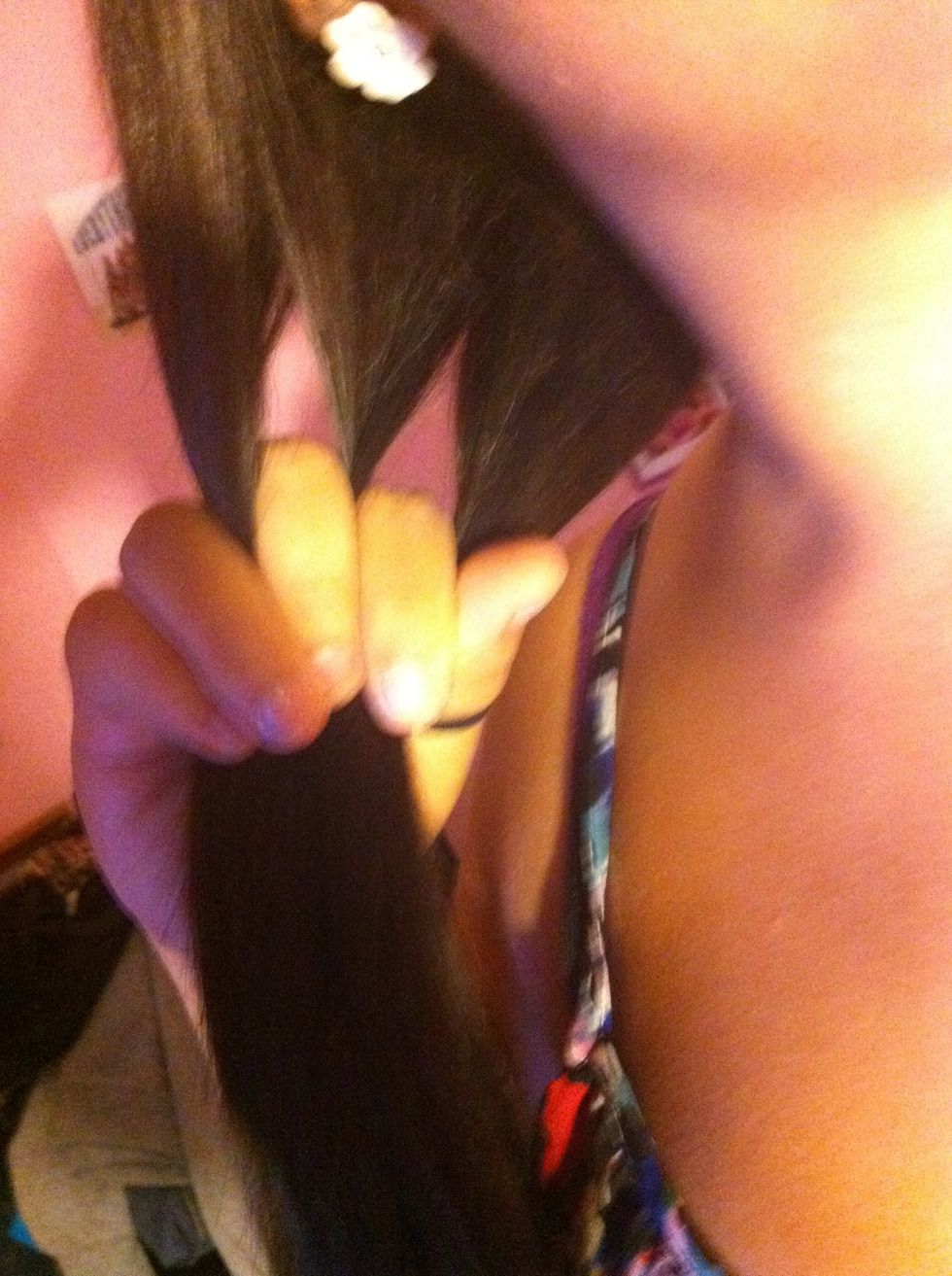 Now divide your hair in to three parts