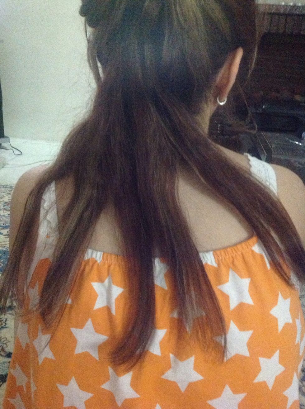 Now divide your hair to five parts...