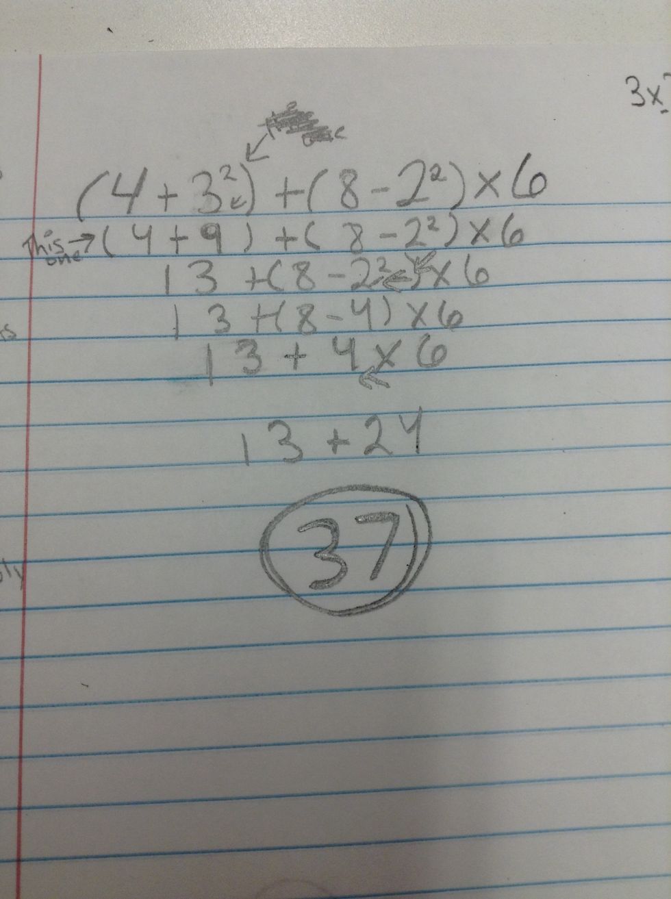 Now do 13+24. That equals 37.