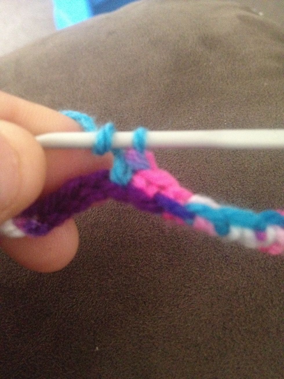 Now do 4 half double crochet in each loop