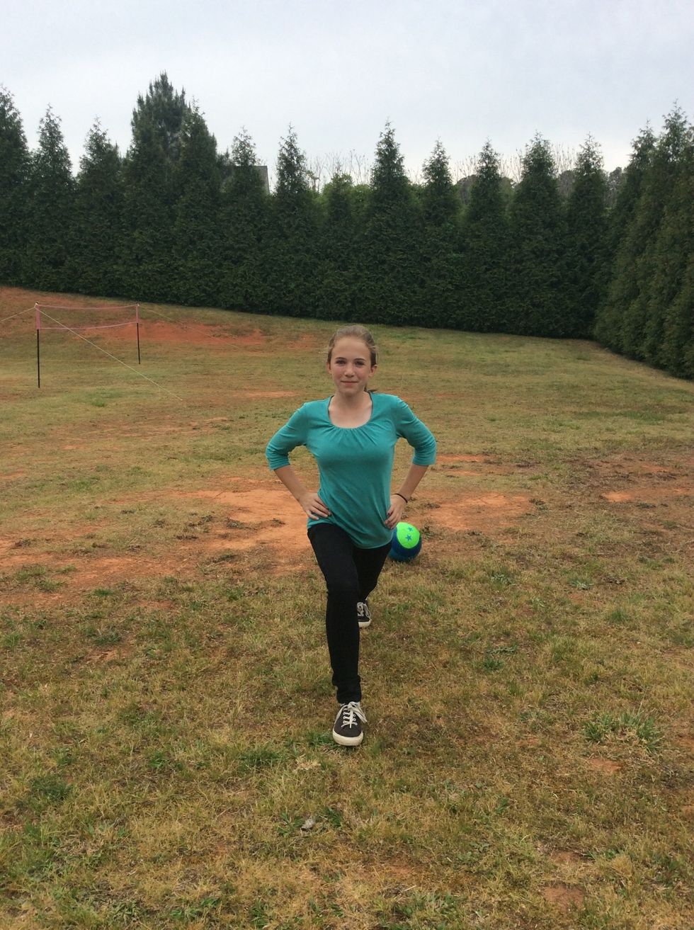 Now do lunges all the way and jog back