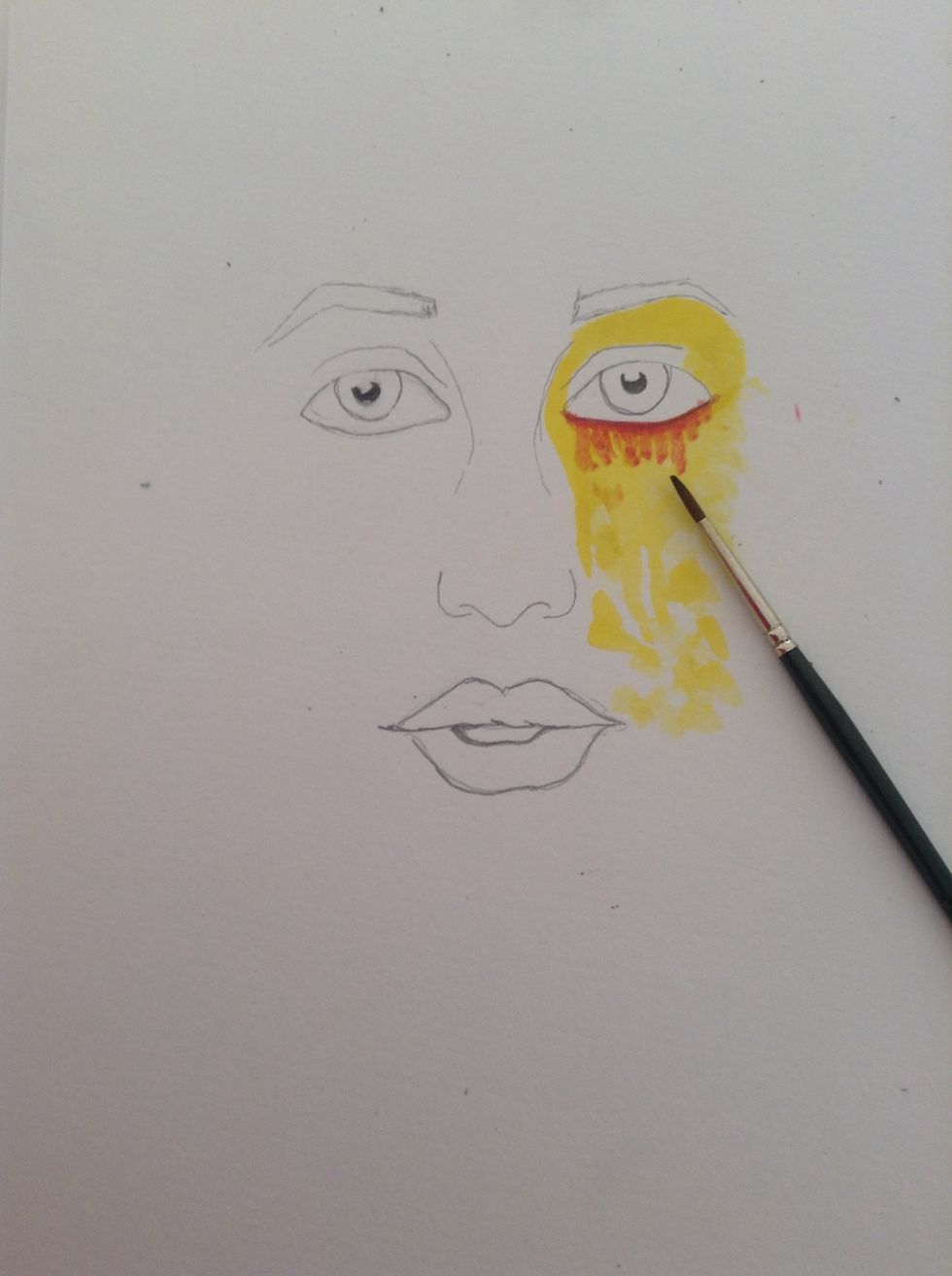 Now do some pink color under the eye.