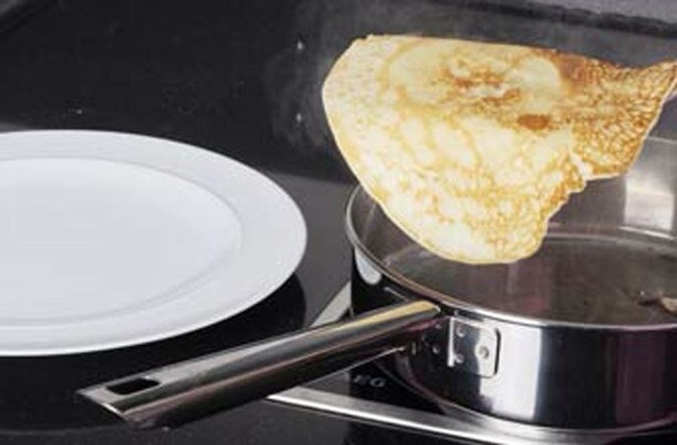 Now do 'the flip' then serve the pancake on the plate