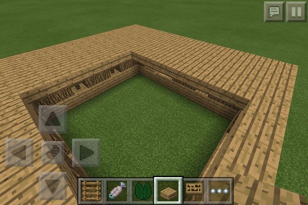 Now do the roofing I used wooden slabs