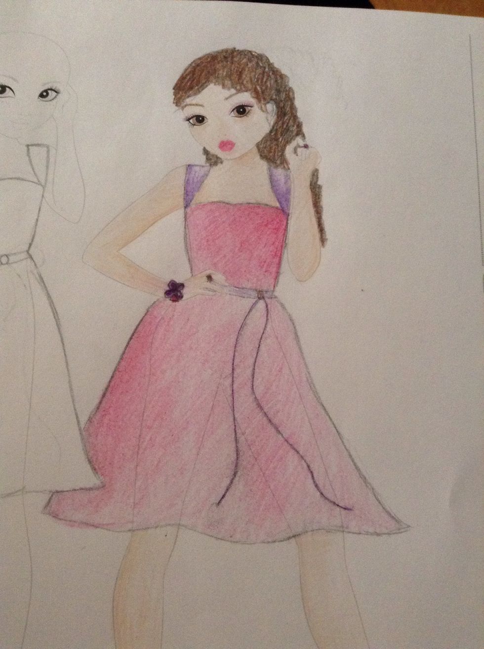 Now, do the skin. Try to shade areas where the light wouldn't hit darker. Then it's more realistic.