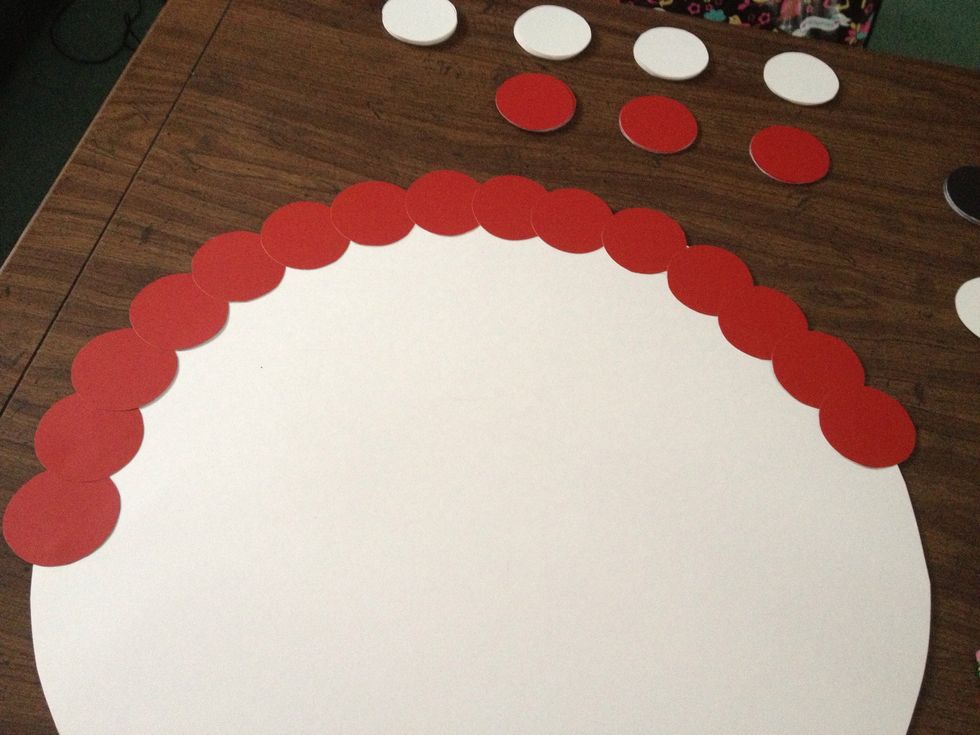 Now. Don't stick the first layer on just yet!!!!! Find the middle, and then lay them out so you get a feel for how many you need.