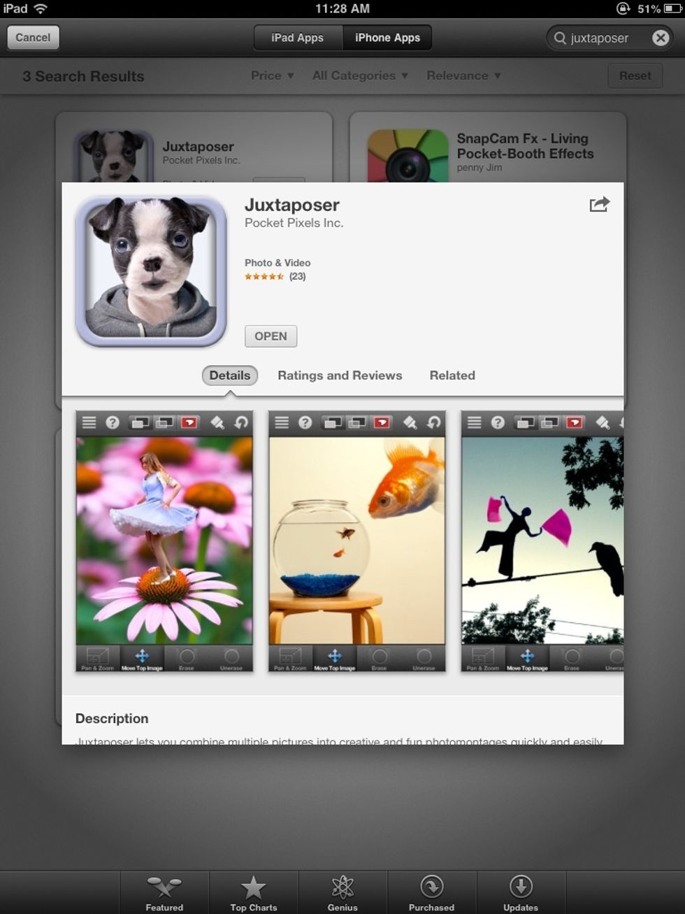 Now download Juxtaposer from the App Store - I believe it's a few $/\u00a3 in cost.