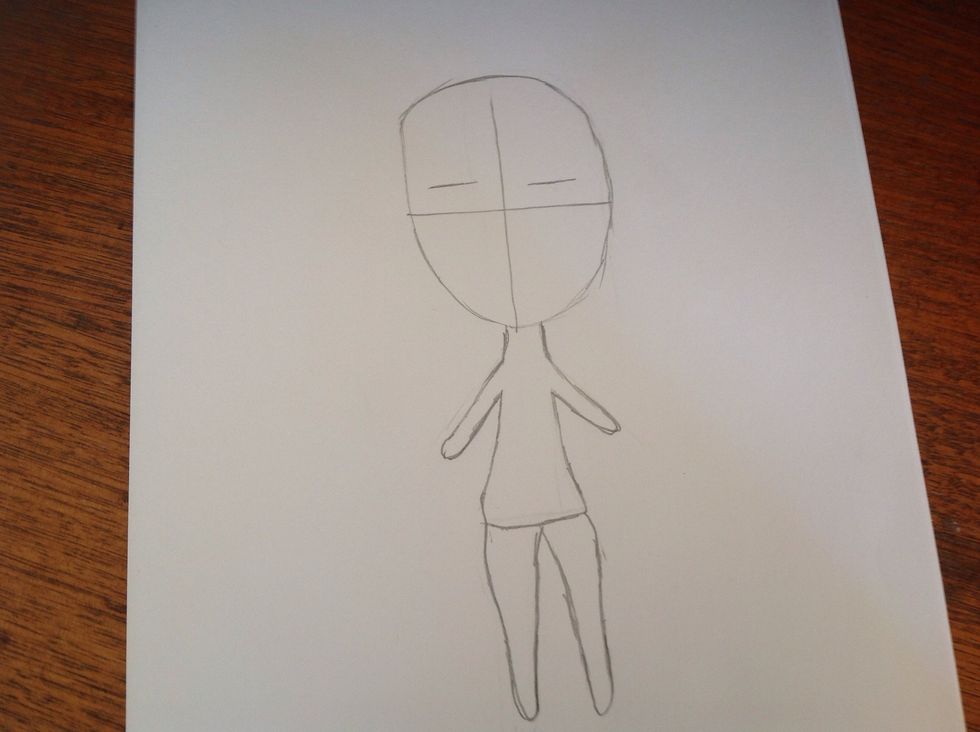 Now draw 2 lines just on top of the cross. This will make the eyes.