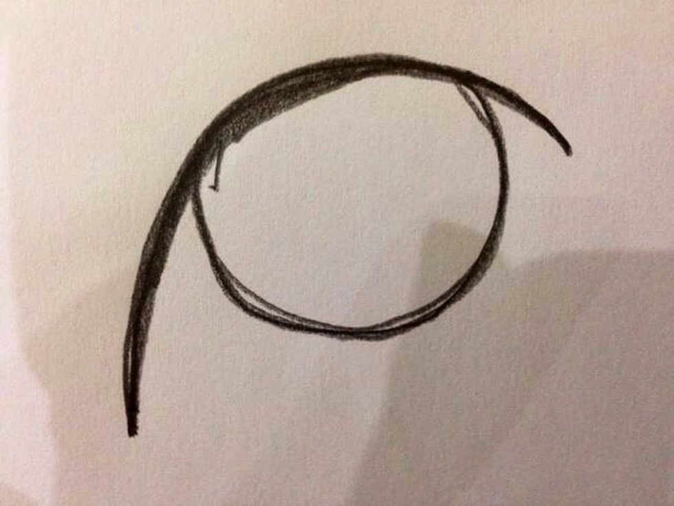 Now, draw a circle below the line you drew, it can be larger or smaller than this one - however you like it.