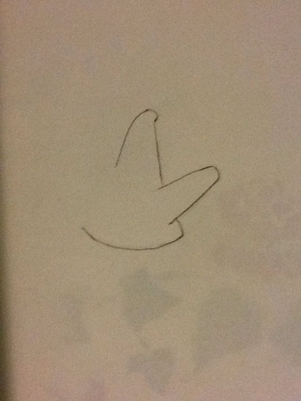 Now draw a larger curved line to show his stomach.