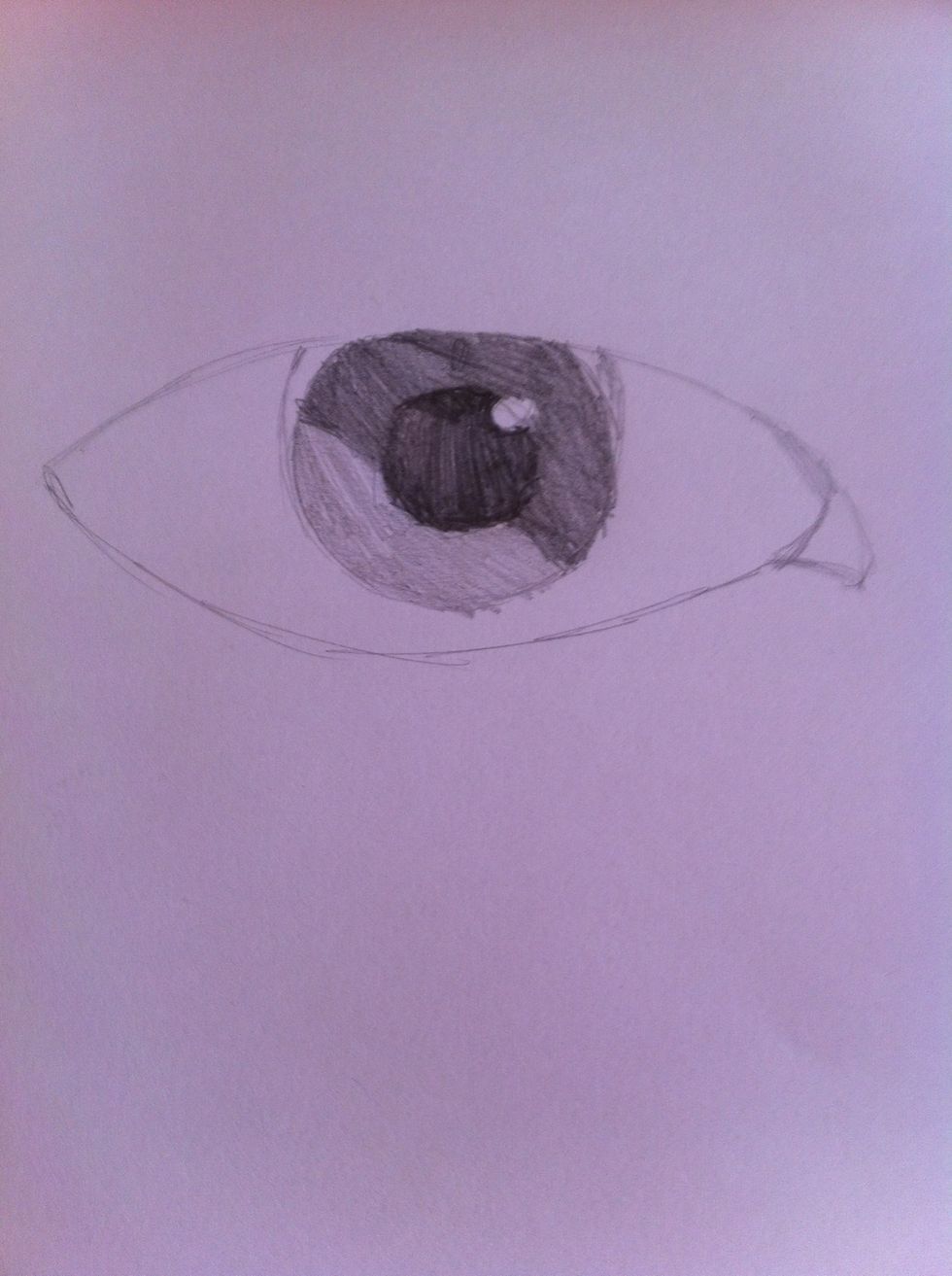 Now draw a little line in the corner of the eye where the extra bit is