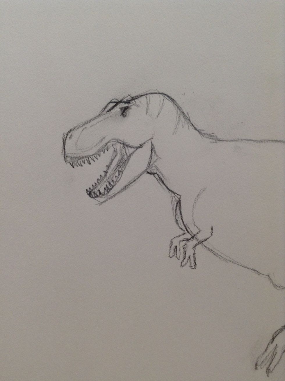 Now draw in some detail in the head. Don't forget to shade the inside of the mouth.