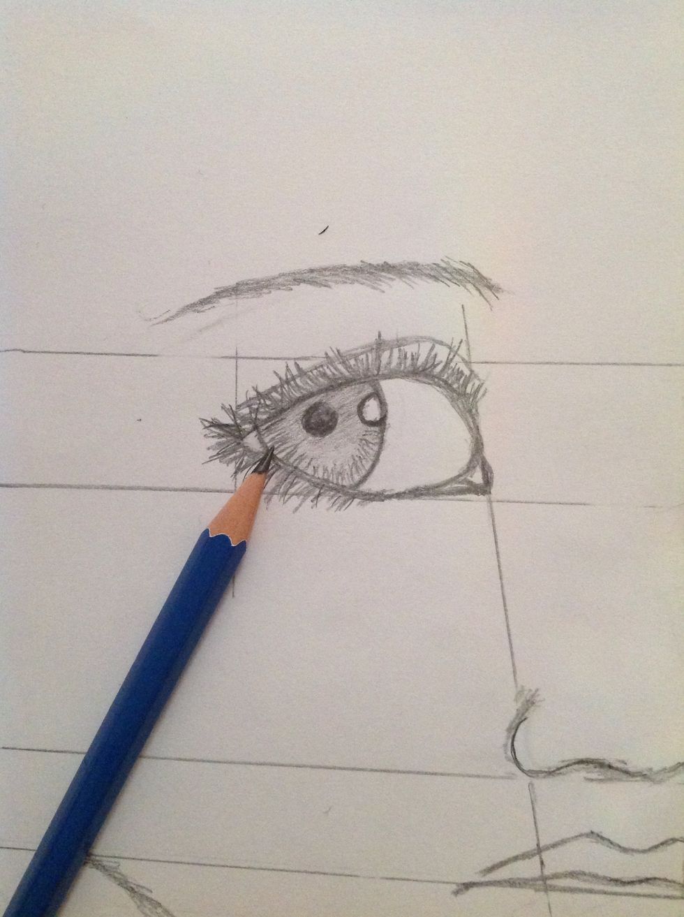 Now draw small blur black lines.