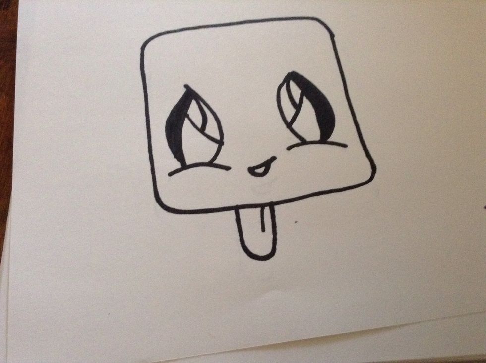 Now draw smaller one facing the opposite side as shown