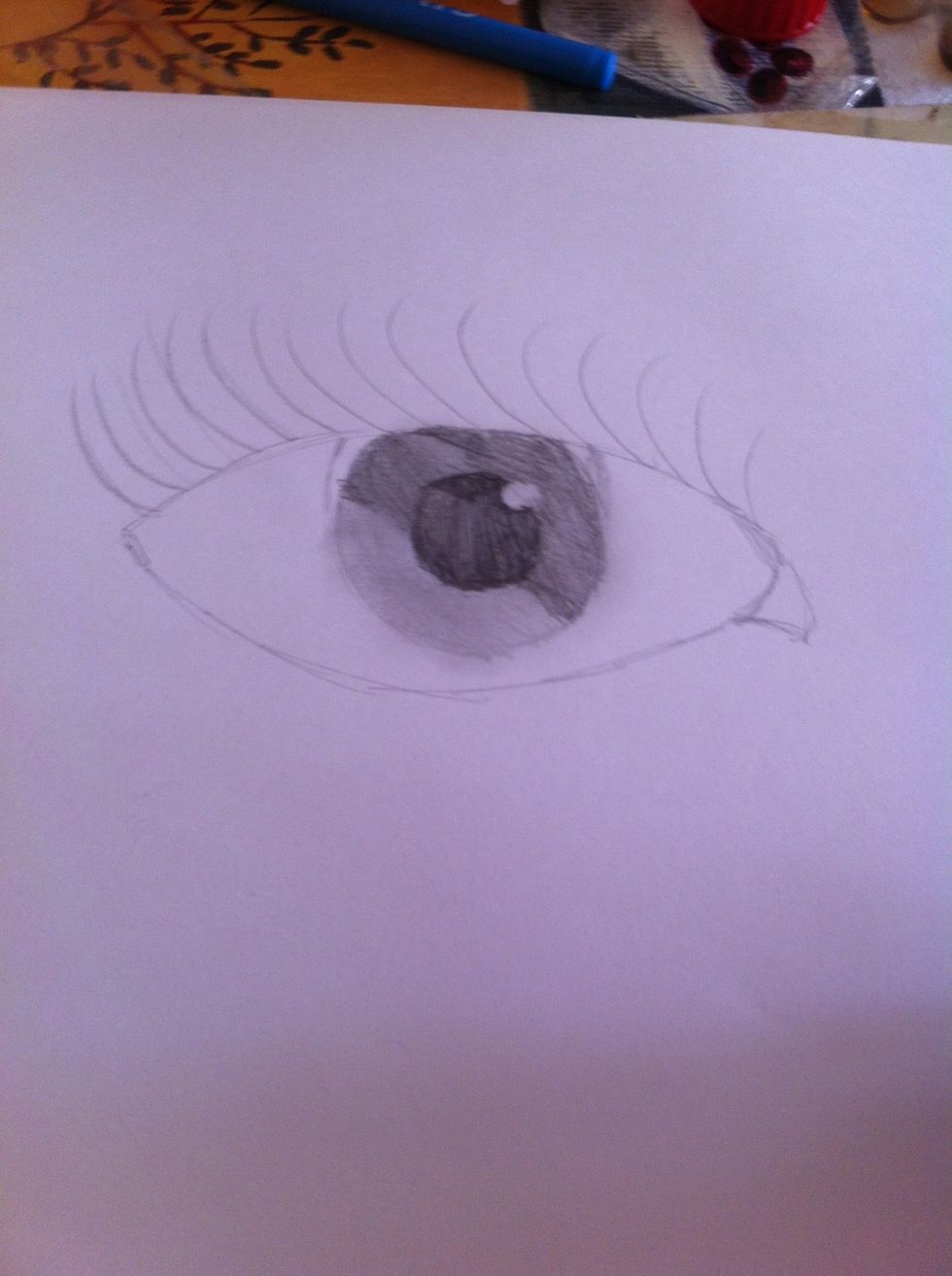Now draw some lashes. Not to long not to small and more curvey than mine!