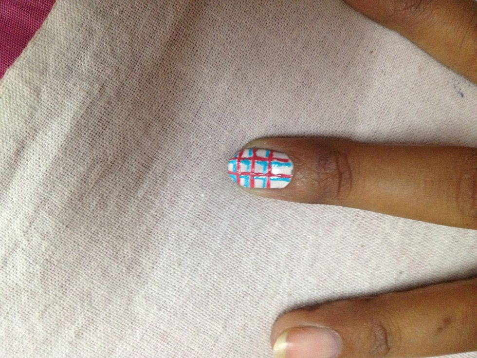 Now draw the 2nd colour lines and make sure you dont overlap with the first colour lines..