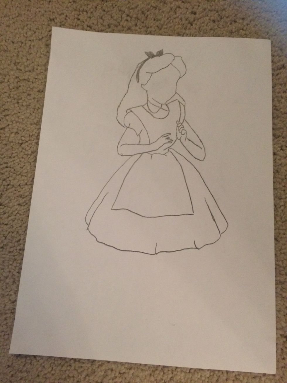 Now draw the bottom part of the dress. Same with the top part make all the creases in the dress.