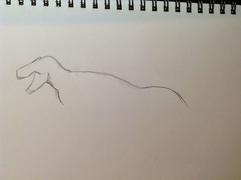 Now draw the curve of the back and tail. Also add part of the chest.