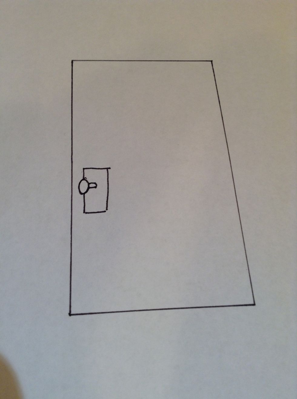 Now draw the door shape around the handle (I used a ruler to get the strait lines)