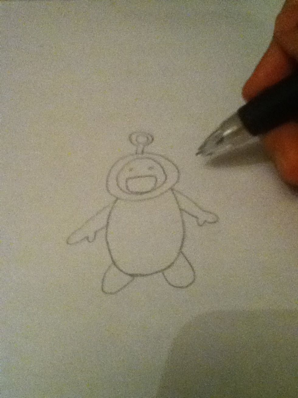 Now draw the face of the teletubby anyway you like