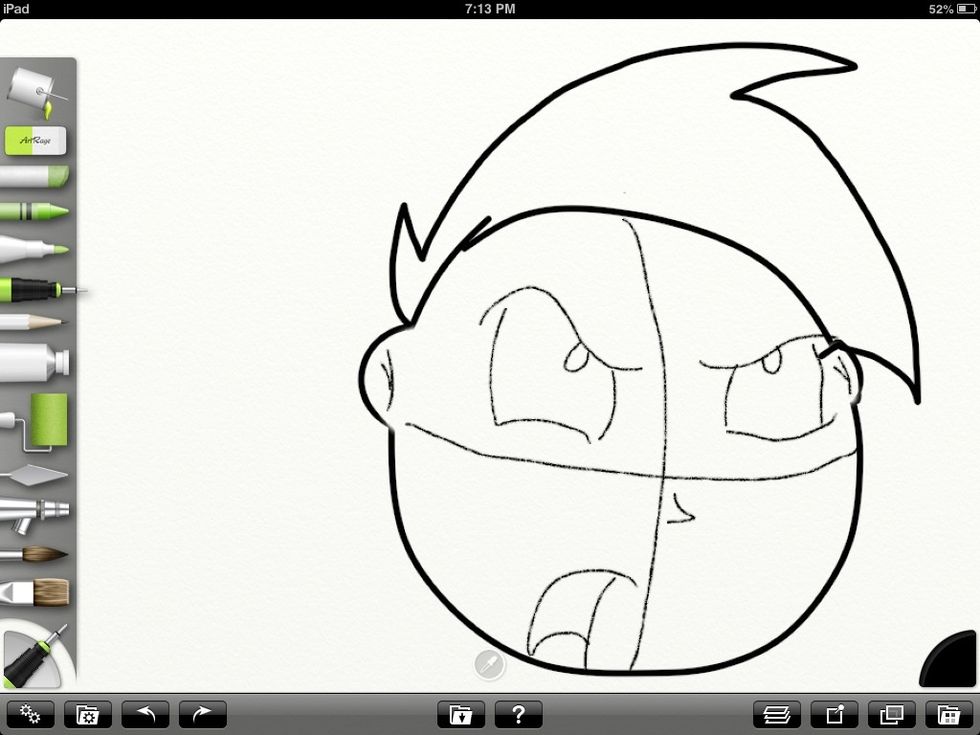 Now draw the hair. This can be any hair u want. I used spiky