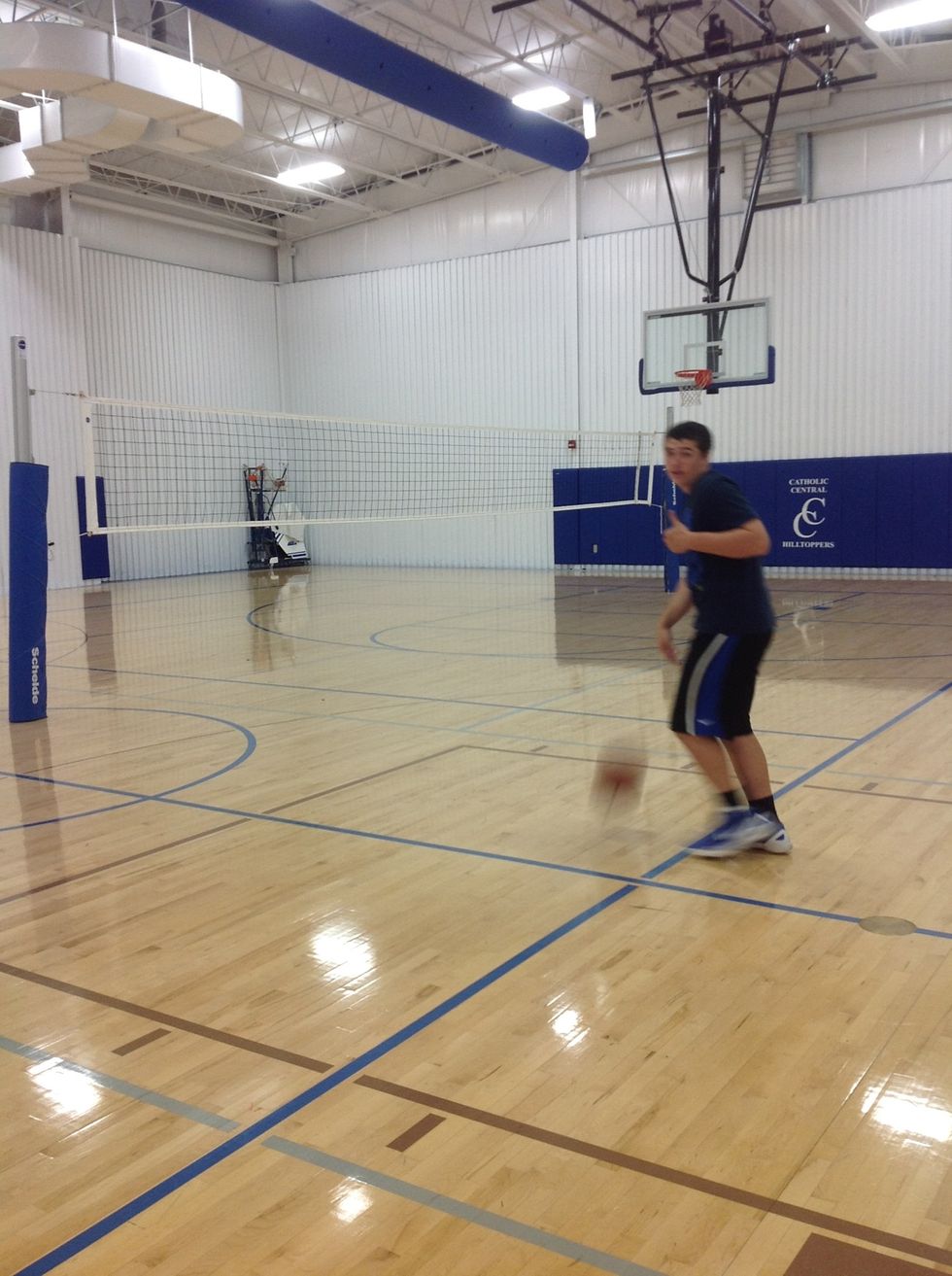 Now dribble over to the left side to do a left- handed layup.