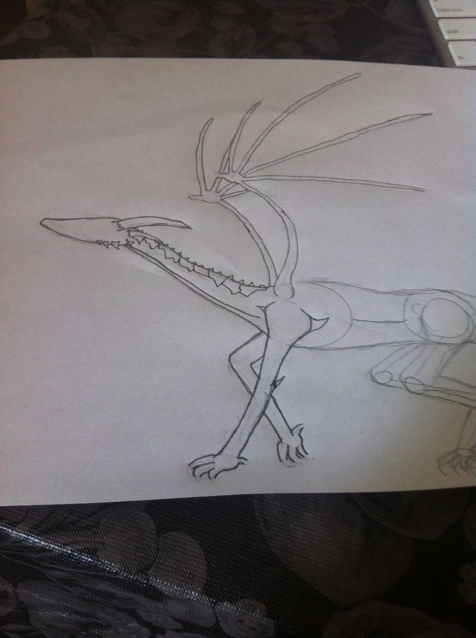 Now erase the lines in the front ( only for now ) and bolden them by this time u can add designs an bolden them DONT ADD THE CLAWS YET that's at the end