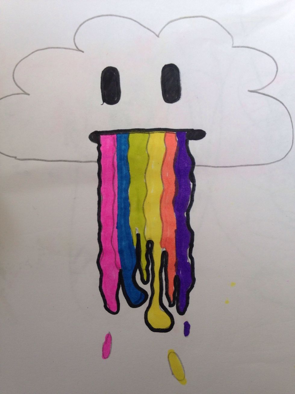 How to draw a cloud pucking a rainbow - B+C Guides