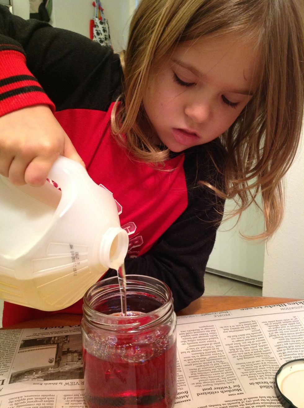 now fill it almost to the top with vegetable oil
