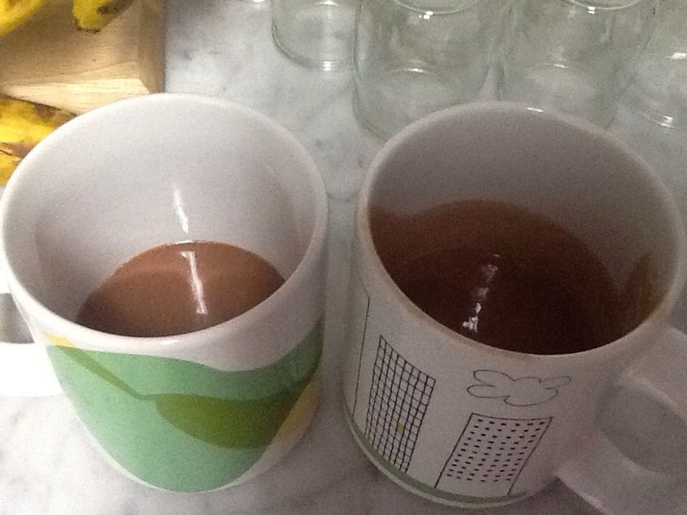 Now fill it in WARNING: do not put more than : less than a half coz it rises so quickly then put it in the microwave for 60 seconds