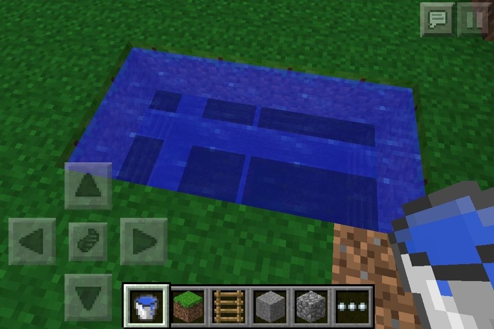 Now fill it in with water (just above the ladders)