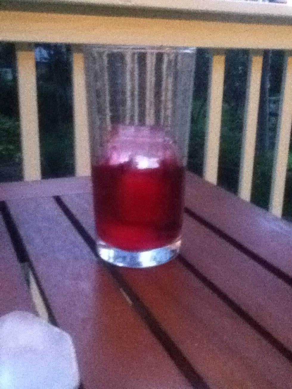 now fill your glass halfway with your drink