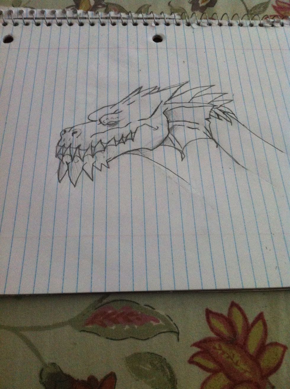 Now finalize it erase the stray lines and the sketches of the head shade it in and voila a realistic dragon head that will make your friends say wow!!! ( u can darken it more with pen optional )