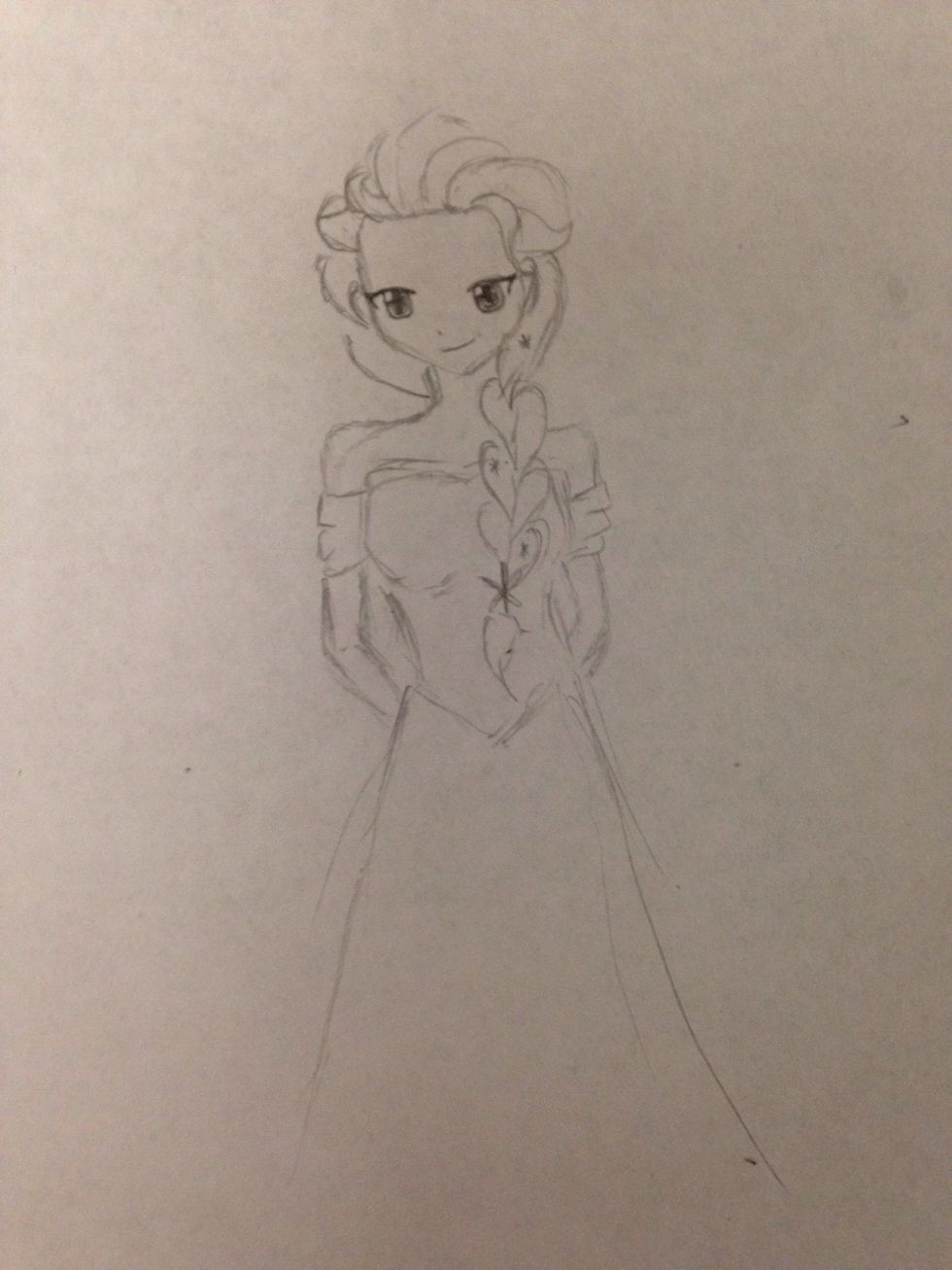 Now finish your sketch. You can position her how ever you want.