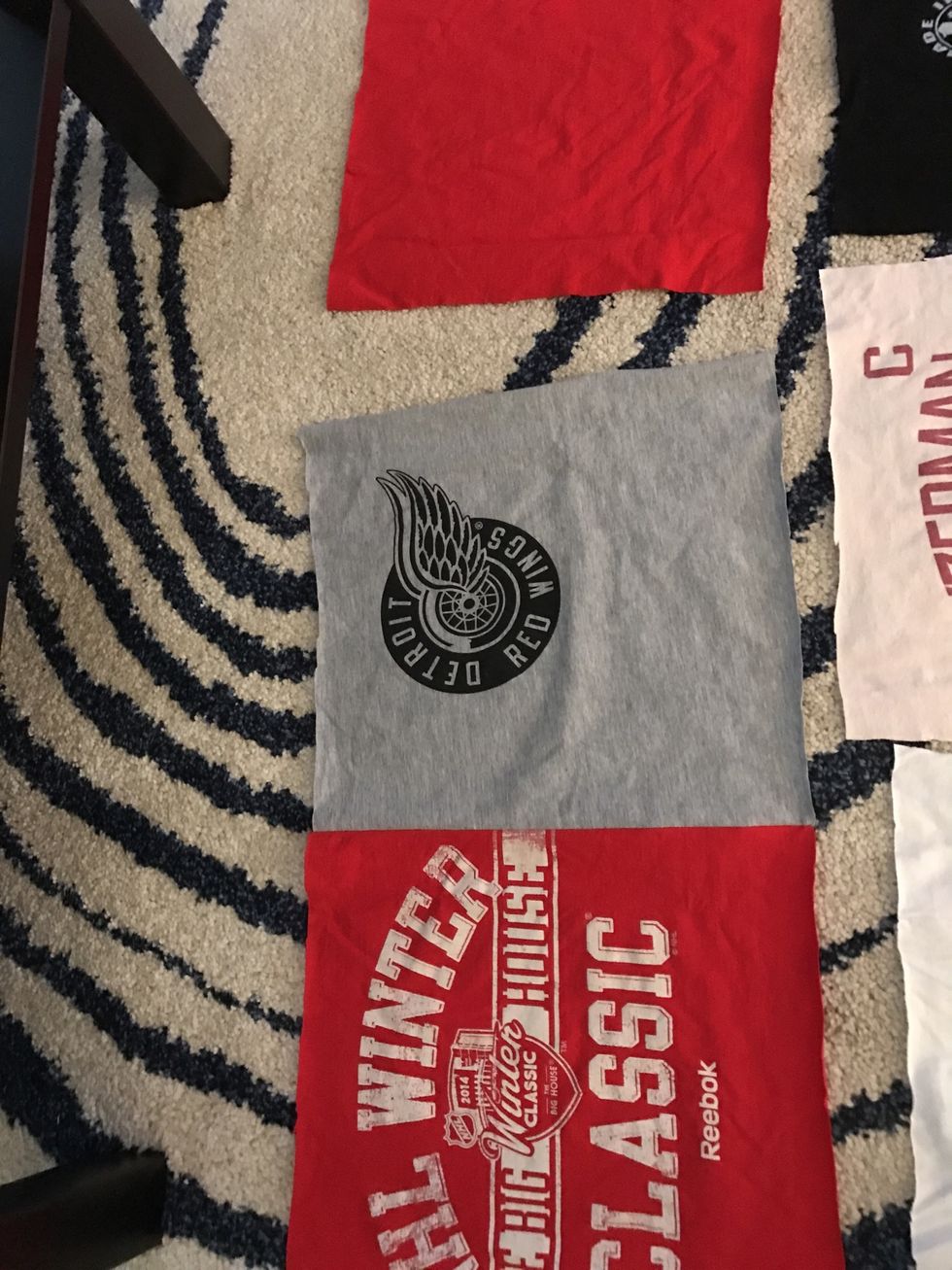 Now, flip the right square onto the middle square. Make sure the fronts (rights sides) are together!