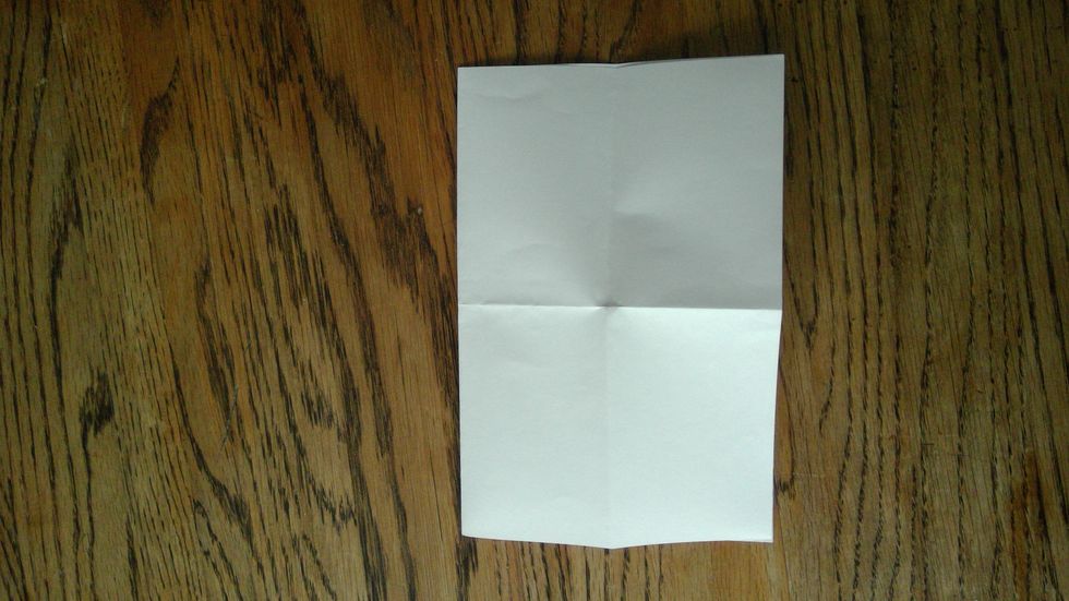 Now fold it over again, the other way. It will not be long and skinny. You will see four boxes, 2 x 2.