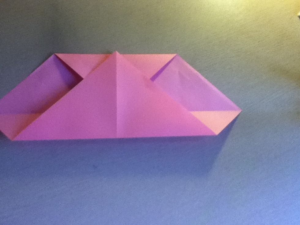 Now fold the bottom corner up to the top edge as shown