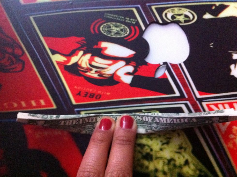 Now fold the bottom up to the top.