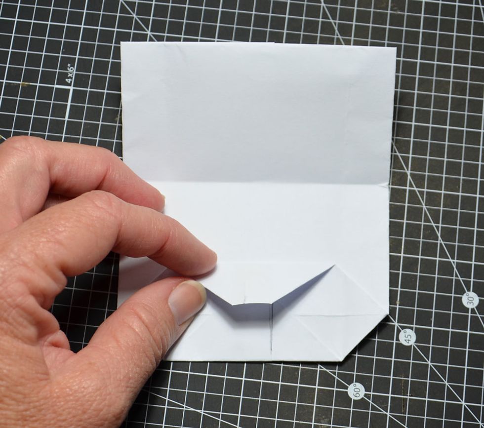 Now fold the other bottom flap down as shown.