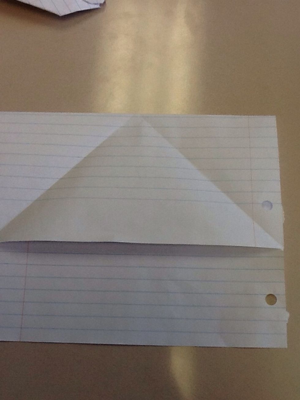Now fold the paper hamburger style (fold it so the fold goes through the middle of the X) then unfold it.