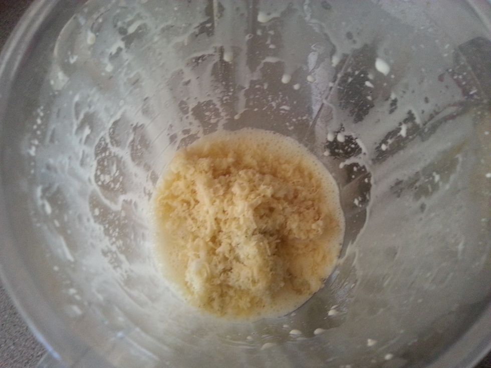 Now fold through grated cheese. I use a mix of Parmesan, mozzarella and cheddar.