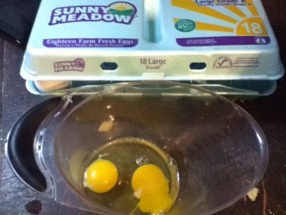 Now for a binder. Grab 2 eggs.