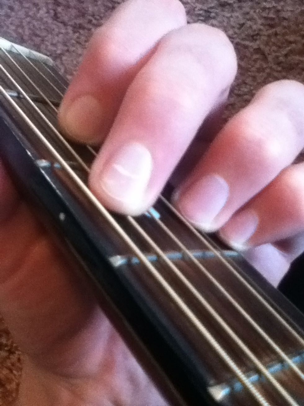 Now for C add9 take your first and middle fingers and keep them in the same position just move them down one string each.