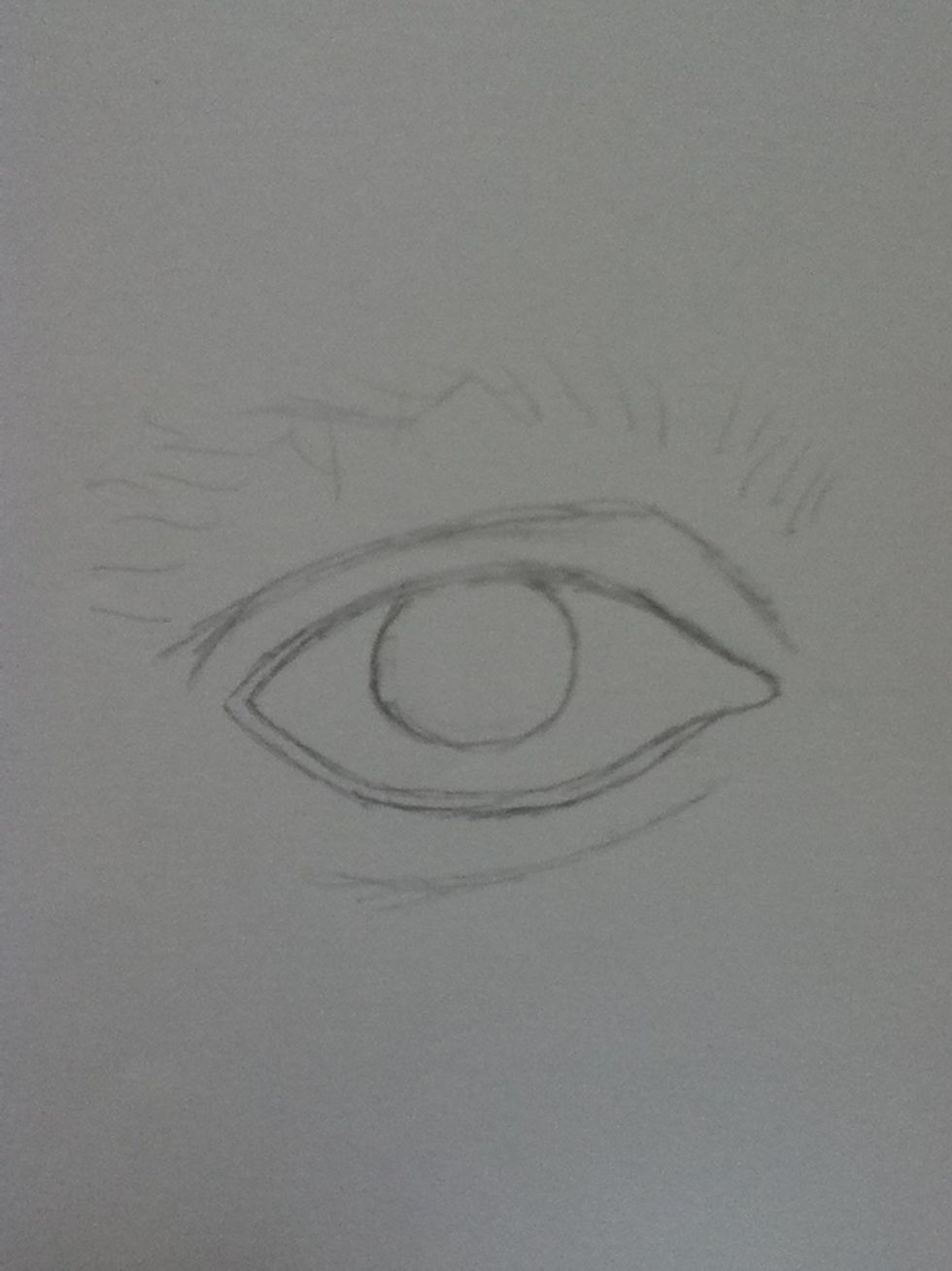 Now for men, the eye is more squared than women's. The eyelid is more angled, and the eyebrows are thicker and lower towards the eye. Also men have more shadow on the eyelid.