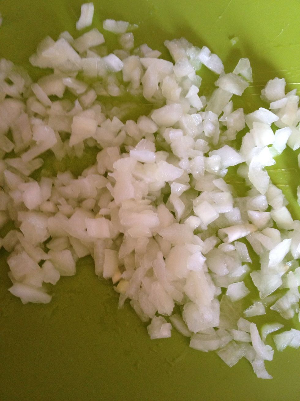 Now for sauce chop half onion very small