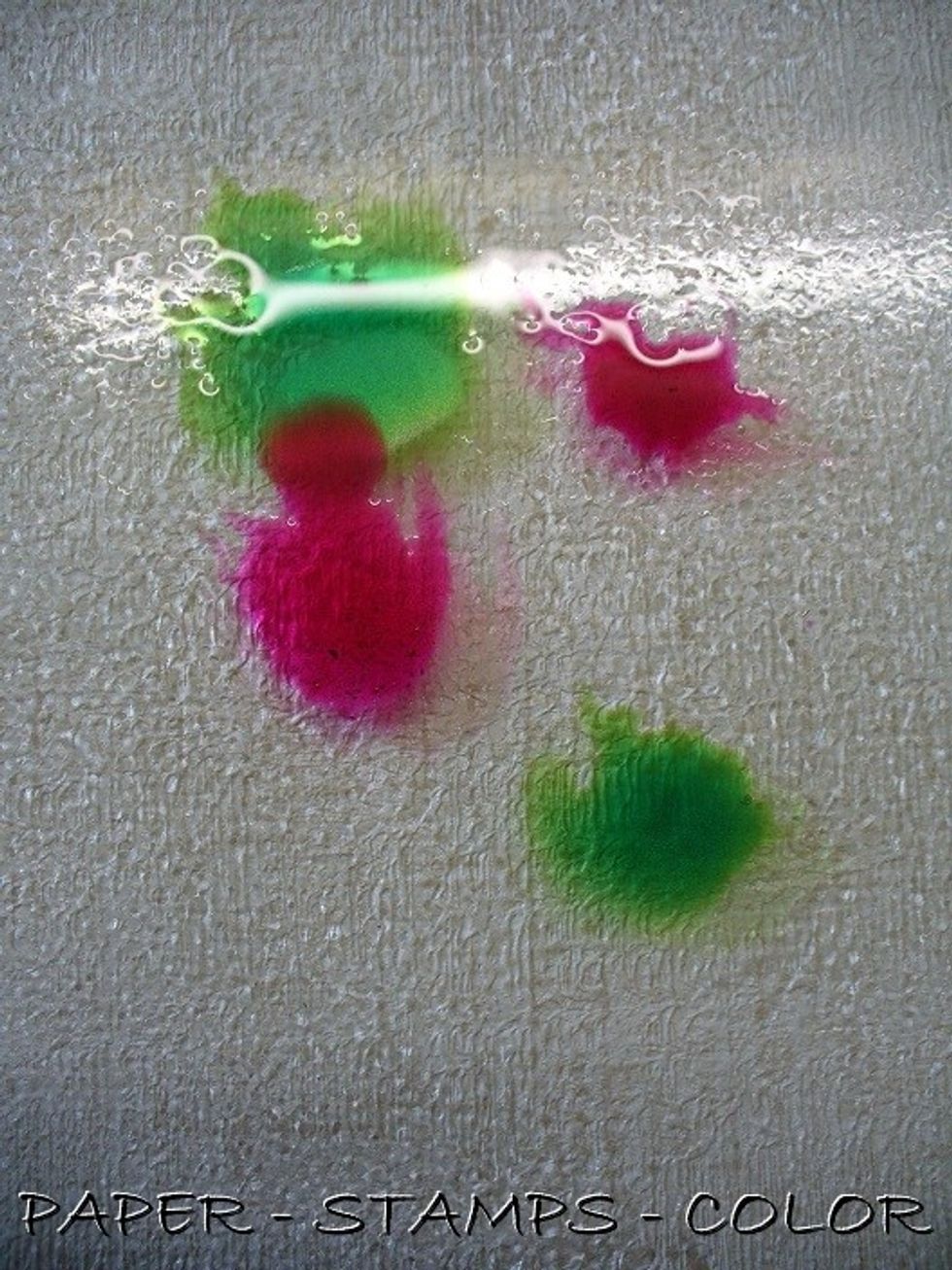 Now for technique 4 :             Add drops of the Minx inks to the craftsheet and mist it with water.